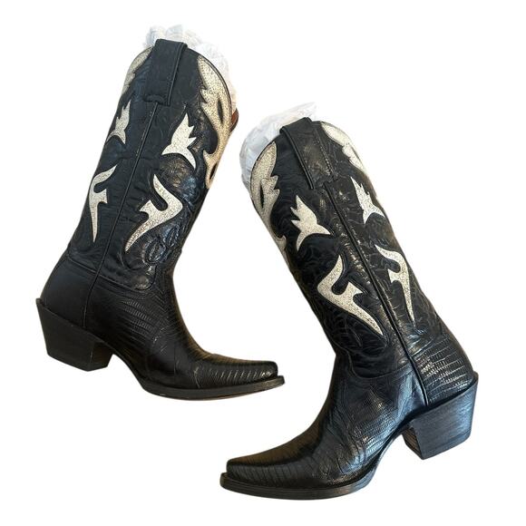 Frye Vintage Black Leather Lily Pointed Toe Cowgirl Boots 6.5 - Picture 11 of 12